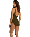 Lauren Ralph Lauren Ruffle Surplice One-Piece Swimsuit Dark Olive Green 10
