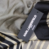 Karl Lagerfeld Neck Silky Crepe Geo Printed Satin Midi Dress Soft Beige Brown 14