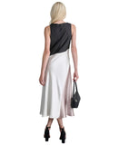 DKNY Womens Satin Colorblocked Slip Dress DD4K6D69 Black / Cloud / Eggshell 14