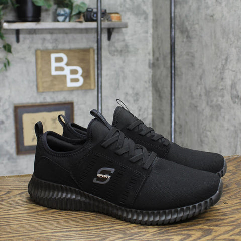 S Sport By Skechers Mens Relaxed Fit Memory Foam Slip On Sneakers Black 10.5