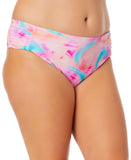 Salt + Cove Trendy Plus Size Tie-Dye Side-Tab Bikini Bottom Pink Wave Multi 2X