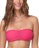 Andie Eyelet Bandeau Bikini Top with Removable Cups AT389 Begonia Pink L