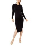 A Pea In The Pod Womens Knit Midi Maternity Side Slit Long Sleeve Dress Black S