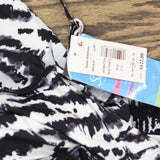 Swim Solutions Womens Plus Printed Tiered One-Piece Swimsuit Black / White 20W