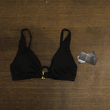 Lauren Ralph Lauren Womens Beach Club Solid Macrame Ring Top Bikini Black 10
