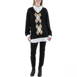Tommy Hilfiger Plus Size Cotton Argyle Layered-Look Sweater Black Multi 2X