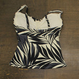 Anne Cole Drape Front Underwire Swim Tankini Top Palm Chic Black White 38DD/40D