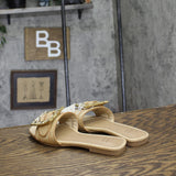 A New Day Womens Kelsey Rhinestone Buckle Slide Sandals 91637708 Tan Brown 5.5M