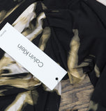 Calvin Klein Printed Twist-Front 3/4 Sleeve Maxi Dress Black Oyster Multi 16W