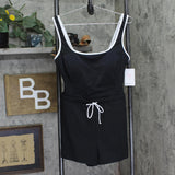 Mimi Flamingo One-Piece Swimsuit with Drawstring Swim Shorts Black / White 14