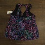 Island Escape Printed Halter-Back Tankini Swim Top Black / Pink Multi 18W