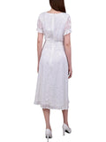 Ny Collection Chiffon Knee-Length Midi Dress Ivory Multi Circle White PXL