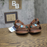 Universal Thread Womens Sarai Sandals Studded Stone Double Band Brown 7.5M