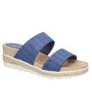 Easy Street Women's Maryann Wedge Sandal MARAN Denim Croco Blue 7W