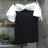 City Studios Juniors Off-The-Shoulder Bodycon Dress 5912PW8AT3 Ivory / Black 7/8