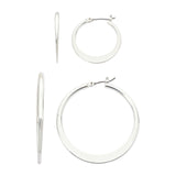 Mixit Hypoallergenic 2-Pair Dangly Hoop Earring Set Silver Gray