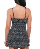 Swim Solutions Womens Abstract Bow Swimdress One Piece Swim Black / White 10