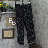 State Of Day Womens Fluid Knit Notched Pajama Set Deep Black Polka Dot L