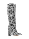 Michael Michael Kors Isra Wedge Tall Dress Boot Black Snake Multi 5.5M