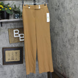 Calvin Klein Petite Solid Lux High-Rise Wide Leg Pants T42PL994 Luggage Brown 4P