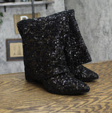 A New Day Womens Abba Sequin Foldover Tall Boots 91636693 Black 8M