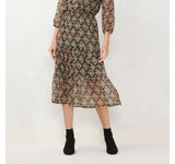 Lc Lauren Conrad Women's Smocked Waist Tiered Midi Skirt WL23Y027RP1