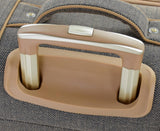 London Fog Herringbone Expandable Spinner Suitcase Luggage Navy Brown 24"