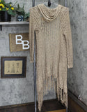 Full Tilt Womens Open Knit Hooded Tassel Cardigan Sweater 166f921b1a96d4 Brown L