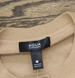 Aqua Womens 100% Cashmere Crewneck Button Front Cardigan Camel Brown M