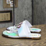 DKNY Women's Footwear Isha Flat Sandal K4169795 Silver Iridescent Halcott 6.5M