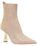Michael Michael Kors Chain-Mesh Pointed-Toe Dress Booties Brown / Gold 5M