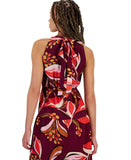 Sam Edelman Women's Hoyal Large Floral High-Neck Dress Wine Multi Red 4