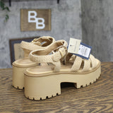 Universal Thread Raffia Adjustable Buckle Platform Heels Natural Tan Brown 10M