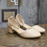 Laura Ashley Girls Block Heels Patent Dress Shoes Beige Brown 4