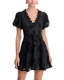 Aqua Womens Lace Puff Sleeve Mini Dress IDM12303 Black S