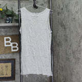 Pink Rose Juniors Side-Slit Handkerchief-Hem Sharkbite Tank Top Heather Gray M