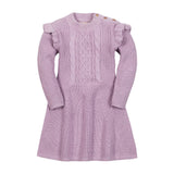 Hope & Henry Cotton Flutter Detail Sweater Dress Lavender Heather Purple 10