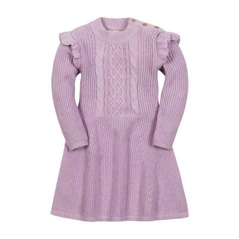 Hope & Henry Cotton Flutter Detail Sweater Dress Lavender Heather Purple 10