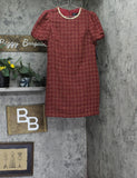 Jessica Howard Petite Tweed Embellished Neckline Shift Cocktail Dress Red 10P