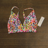 Anne Cole Dot Soft Shirred V Neck Adjustable Bikini Swim Top White / Multi D