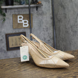 A New Day Abigail Pleated Mesh Slingback Heels 94462855 Tan Brown 9.5M