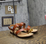 Sam & Libby Womens Strappy Perris Flat Sandal J5247S1200 Amber Brown 6.5M