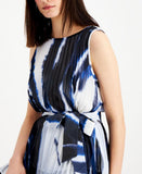 Alfani Womens Pleated Tie-Dye Blouse 100088567MS Blue M