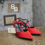 A New Day Womens Rosemary Heels Satin 94646853 Red 6M