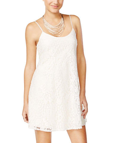 Emerald Sundae Juniors Lace Slip Spaghetti Strap Dress Ivory Off White XXS