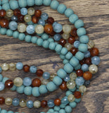 Lane Bryant Collar Multi Strand Beaded Necklace Silver Gray / Blue Multi 19"
