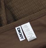 DKNY Womens Textured Shirred One-Piece Bandeau Swimsuit Mocha Texture Brown L