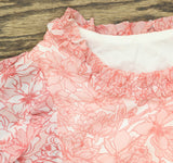 Studio By JPR Floral-Print Sheer Puff Sleeve Blouse Top Shell Pink / White M