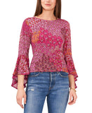 Prelude Womens Knit Bell-Sleeve Top Pink Peacock M