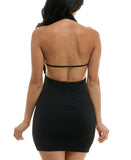 Emerald Sundae Draped Halter Open Ruched Back Juniors Top JWC1061 Black 2XS